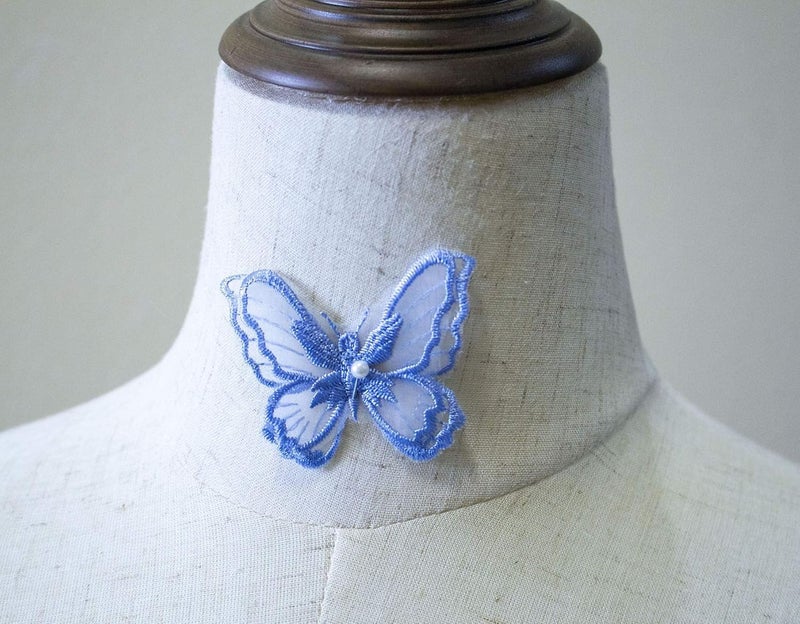 PandD 10PCS Double Layers Butterfly Patches Butterfly Lace Applique Organza Embroidery Sewing for Craft Projects (Pale Blue) - Image 4